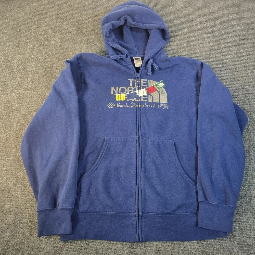 The North Face Hoodie Mens M Blue Khumbu Climbing School Full Zip Used